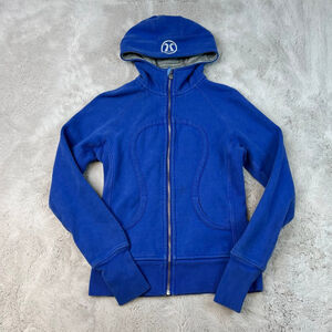 Lululemon Special Edition Scuba Hoodie Size 6 Travel Pillow Zipper Back Blue
